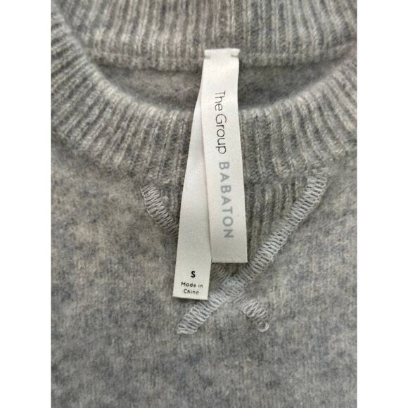 The Group by Babaton Gray Luxe Cashmere Cropped Crew Neck Sweater Size Small - Picture 8 of 8